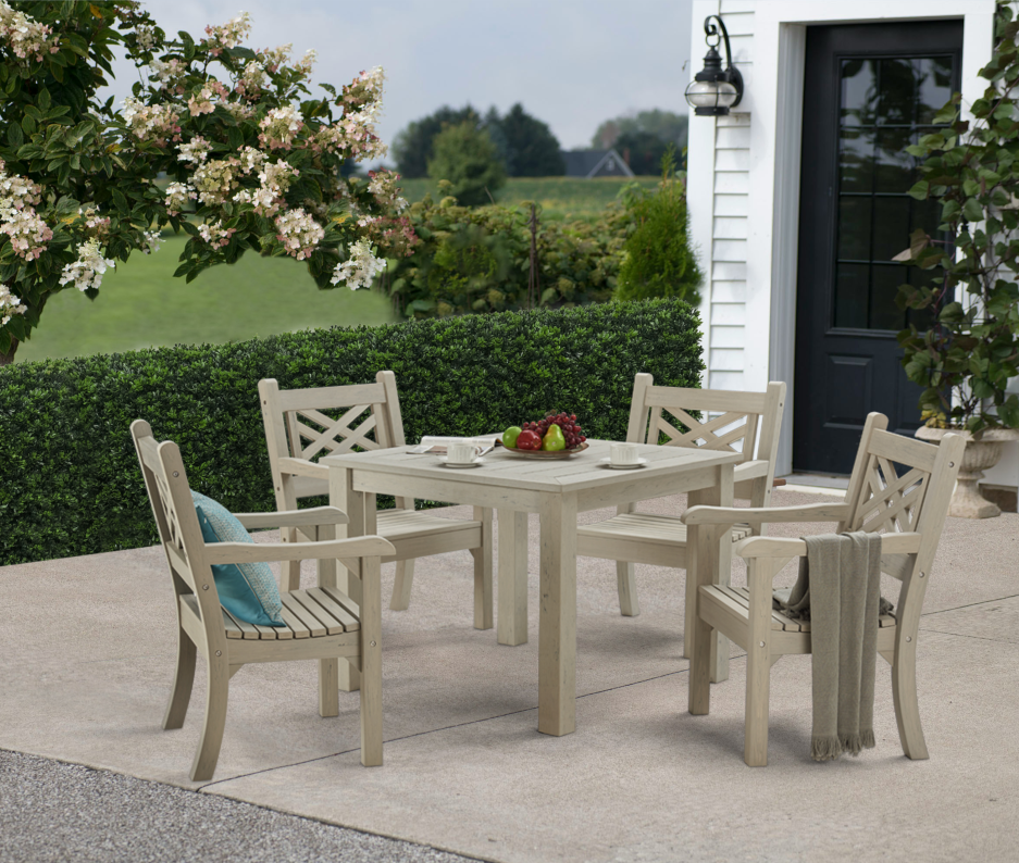 Winawood Wood Effect Square Dining Table - L98.3cm x D98.3cm x H76cm - Stone Grey