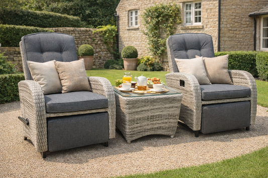 Bellevue Rocking & Reclining Set - Light Grey/Charcoal
