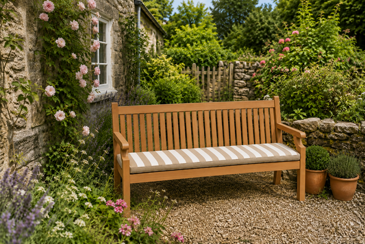 Winawood Double Sided 3 Seater Bench Cushion - Stripes/Solid