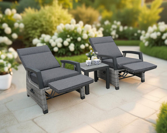 Camilla Reclining Bistro Set - Charcoal / Grey