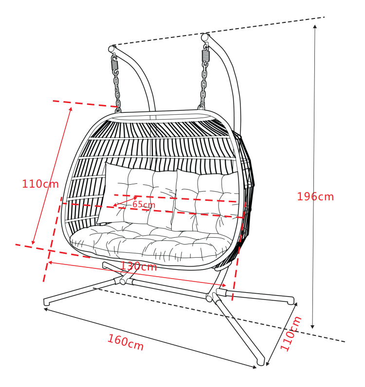 Eleanor Double Folding Hanging Chair - Charcoal/Grey