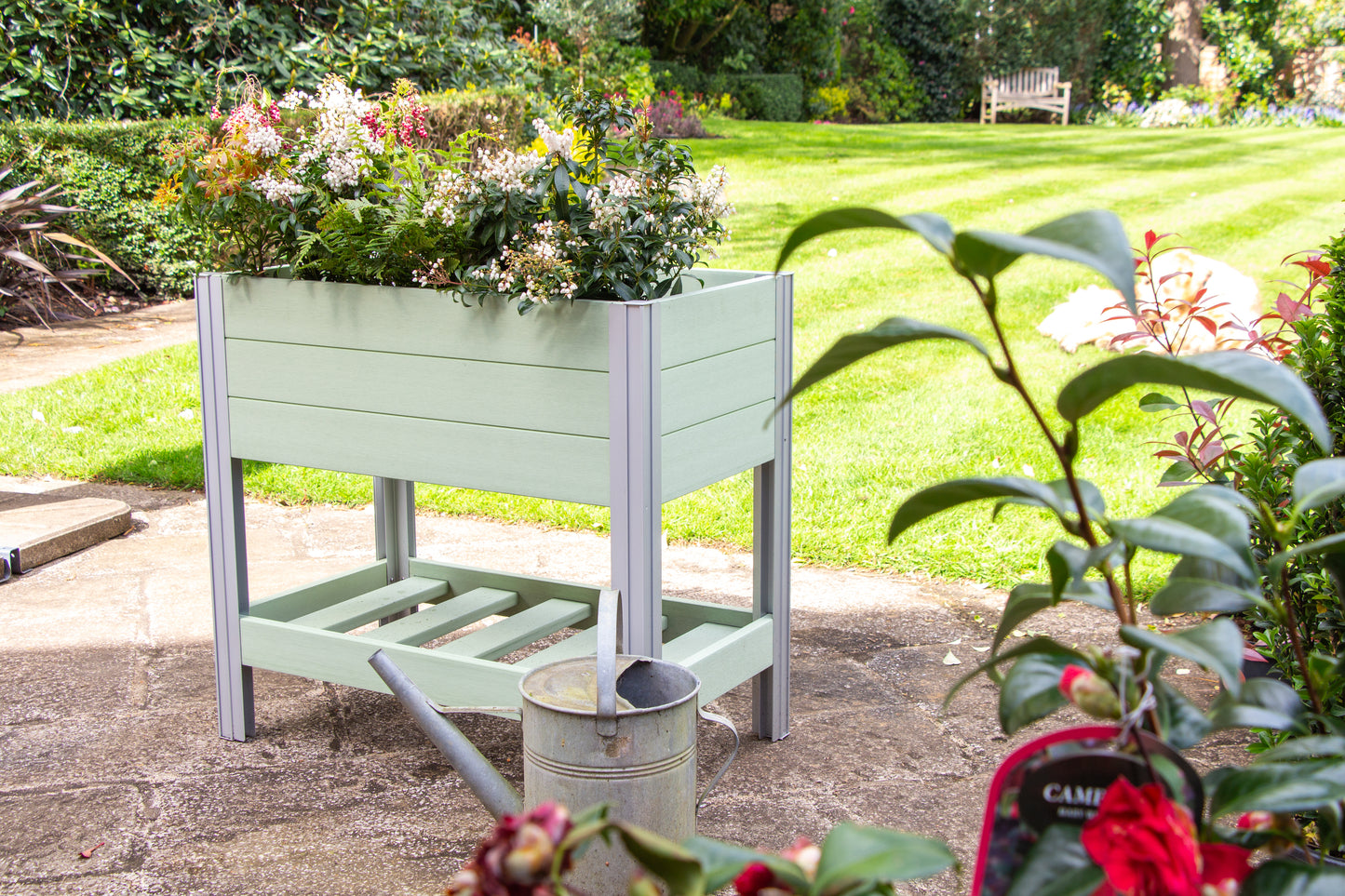 Winawood Wood Effect Raised Herb Planter - Duck Egg Green