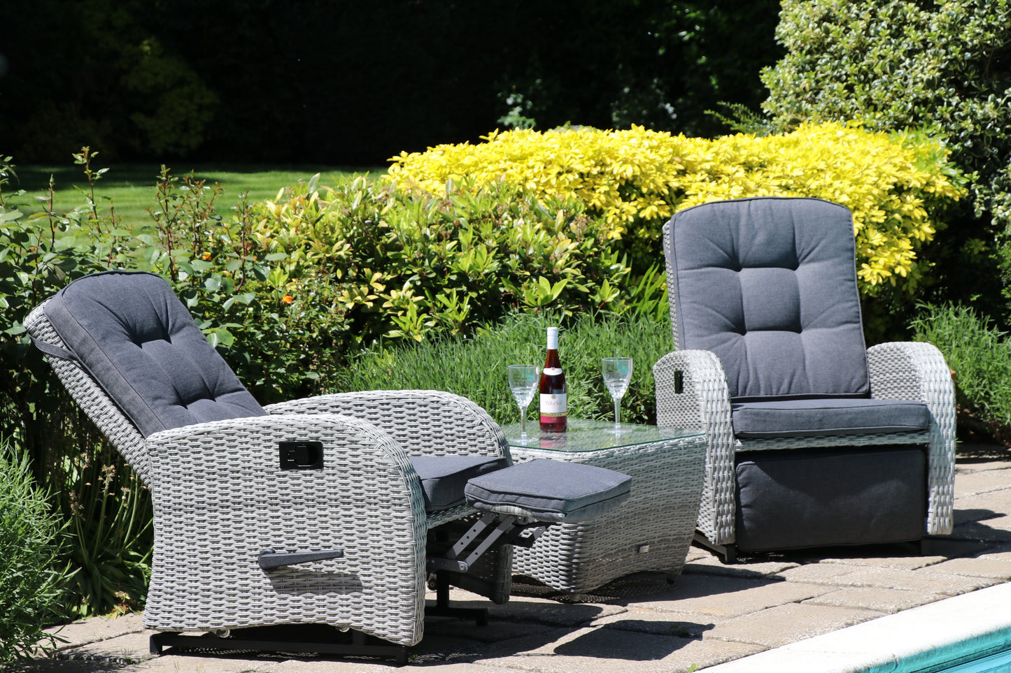 Bellevue Rocking & Reclining Set - Light Grey/Charcoal