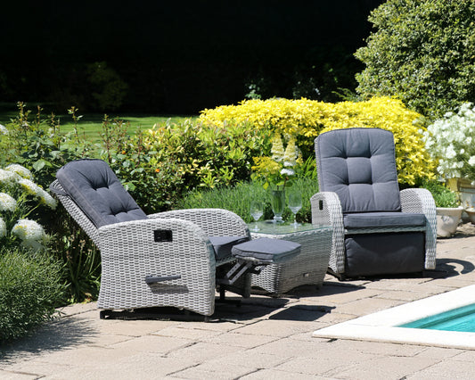 Bellevue Rocking & Reclining Set - Light Grey/Charcoal