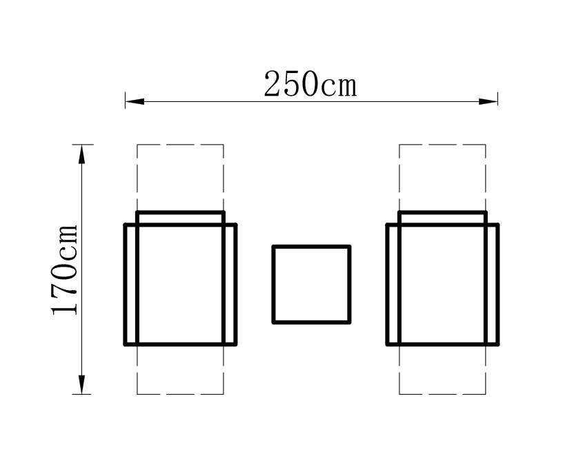 Camilla Reclining Bistro Set - Charcoal / Grey