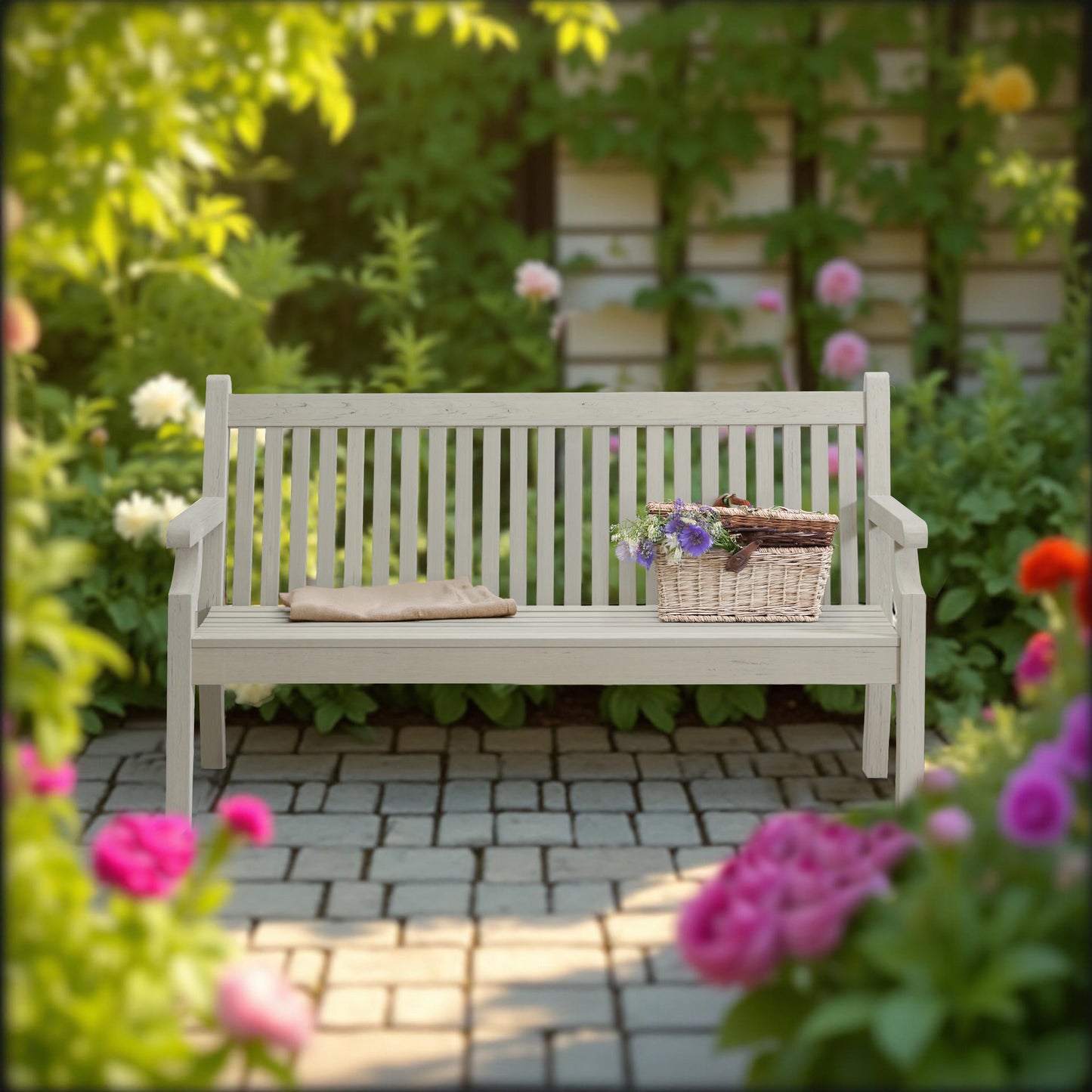 Winawood Sandwick 3 Seater Wood Effect Bench - Stone Grey