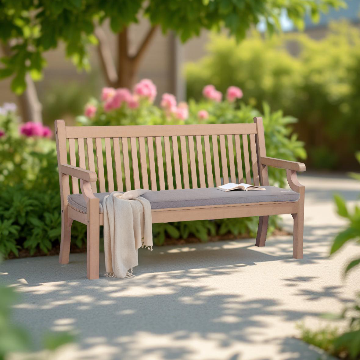 Bundle: Sandwick 3 Seater Bench + Bespoke Cushion - New Teak