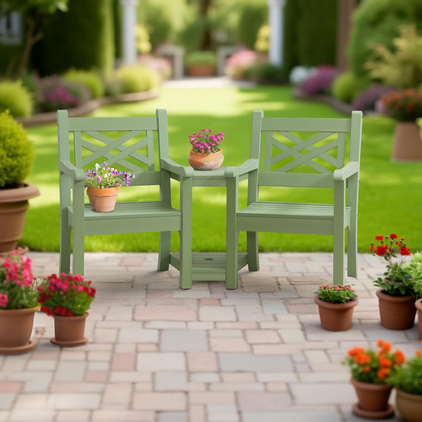 Winawood Speyside Wood Effect Love Seat - Duck Egg Green