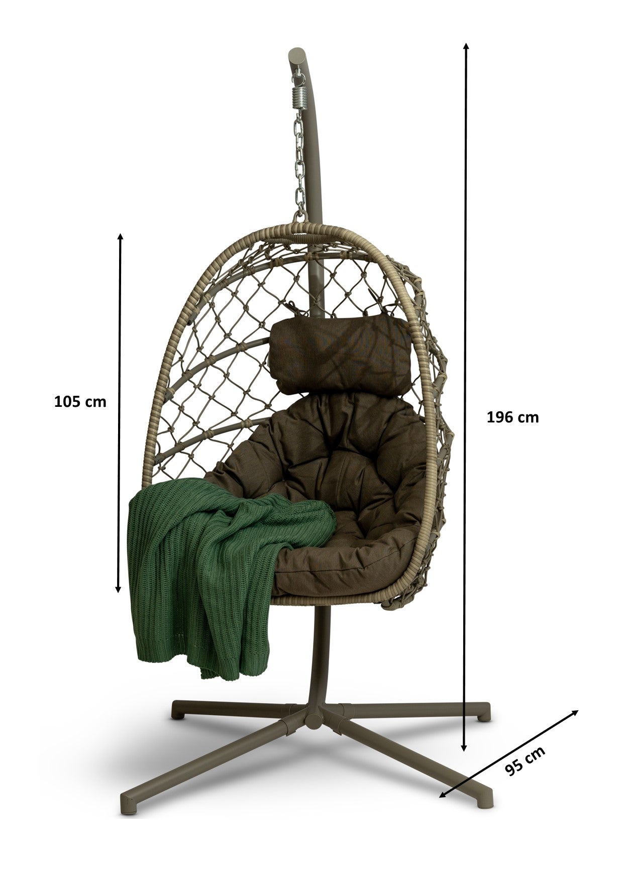 Christina Single Folding Hanging Chair - Natural/Cappuccino