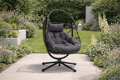 Orbit 360° Swivel & Rocking Garden Egg Chair - Grey