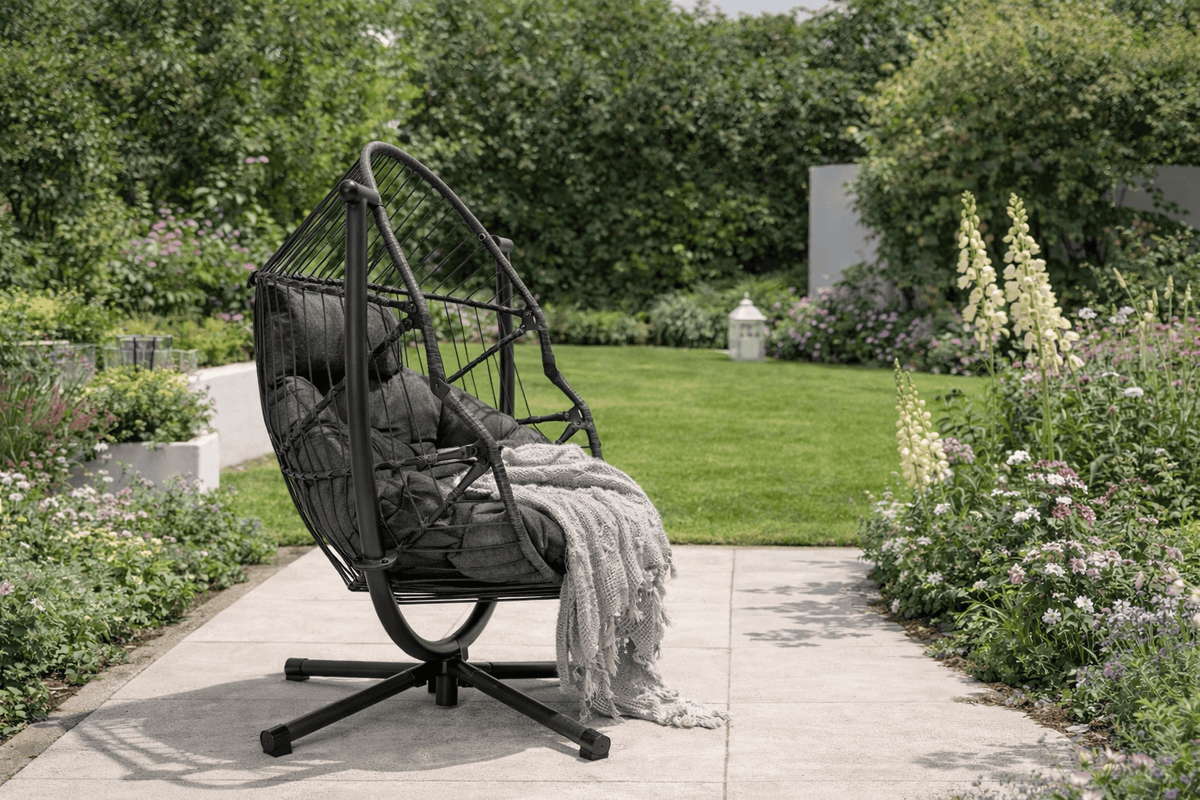 Orbit 360° Swivel & Rocking Garden Egg Chair - Grey