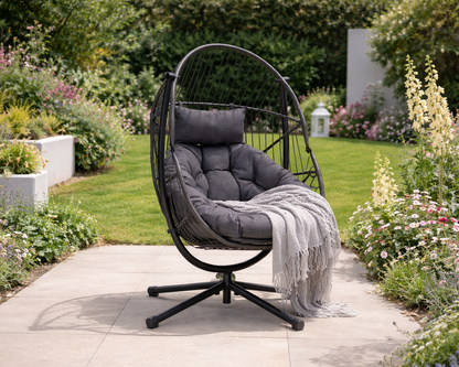 Orbit 360° Swivel & Rocking Garden Egg Chair - Grey