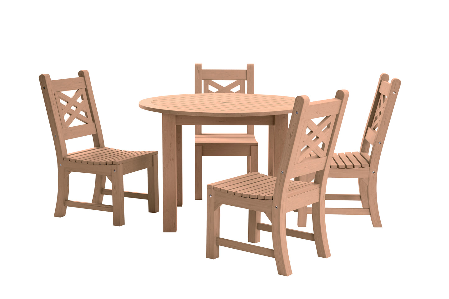 Winawood Wood Effect Round Dining Table - L110cm x D110cm x H76cm