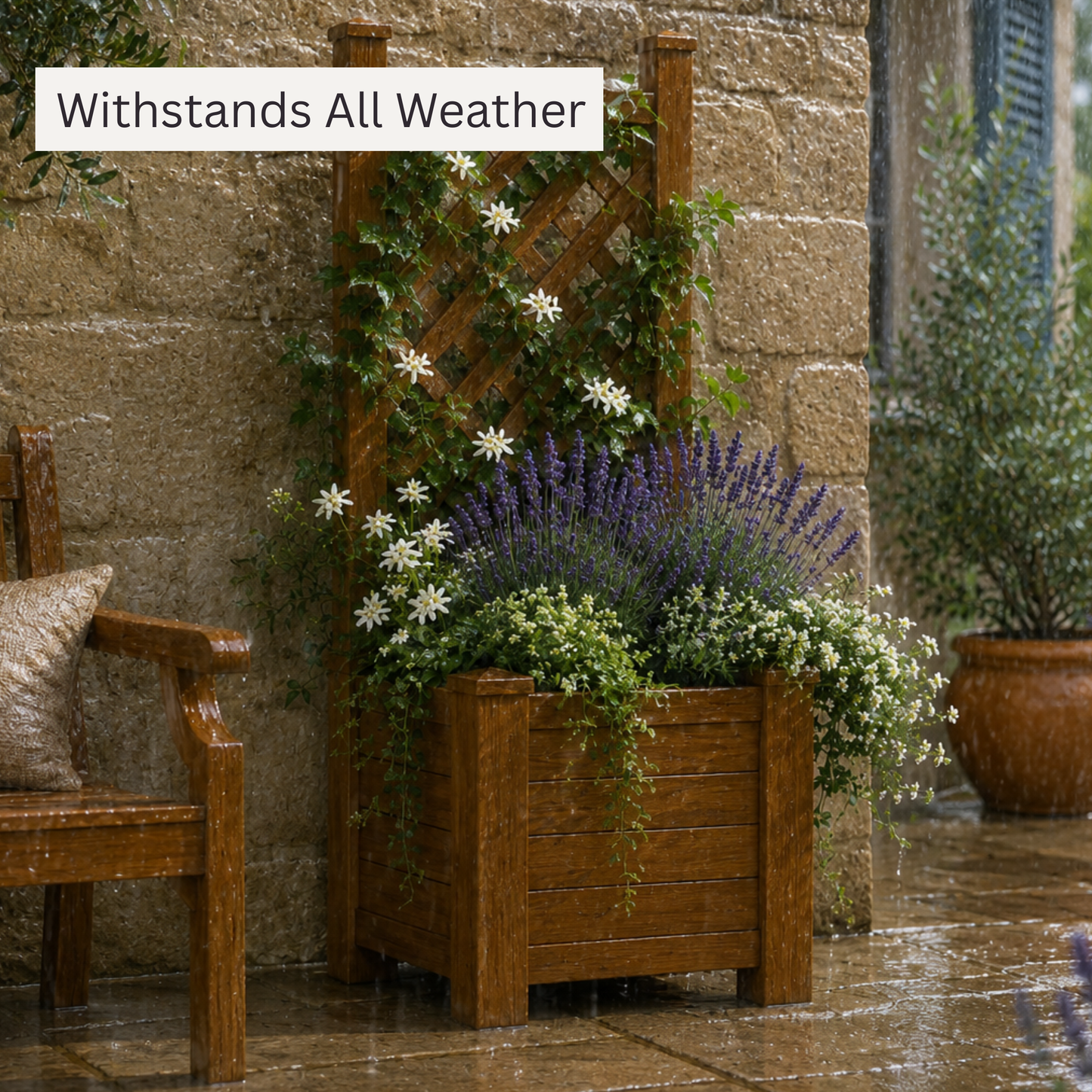 Winawood Blenheim Raised Square Planter with Trellis