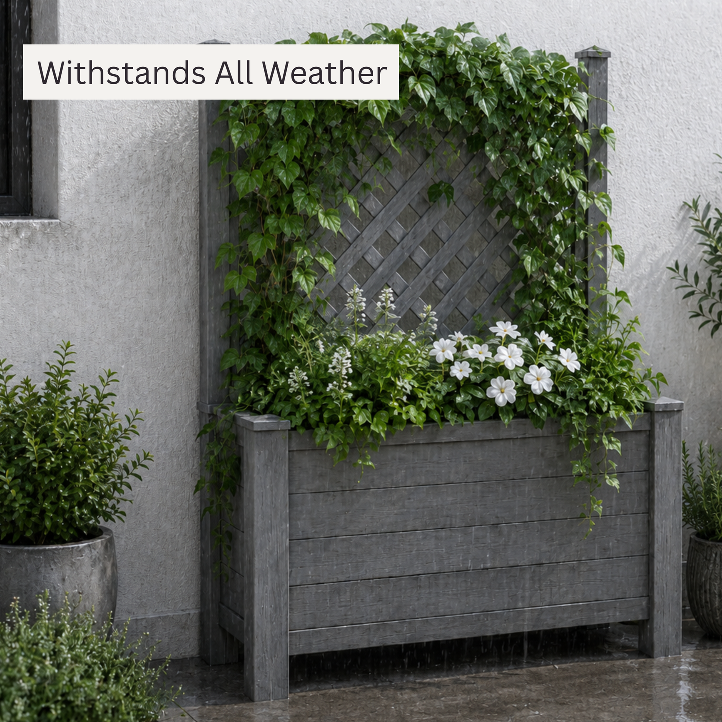 Winawood Blenheim Raised Large Rectangular Planter With Trellis