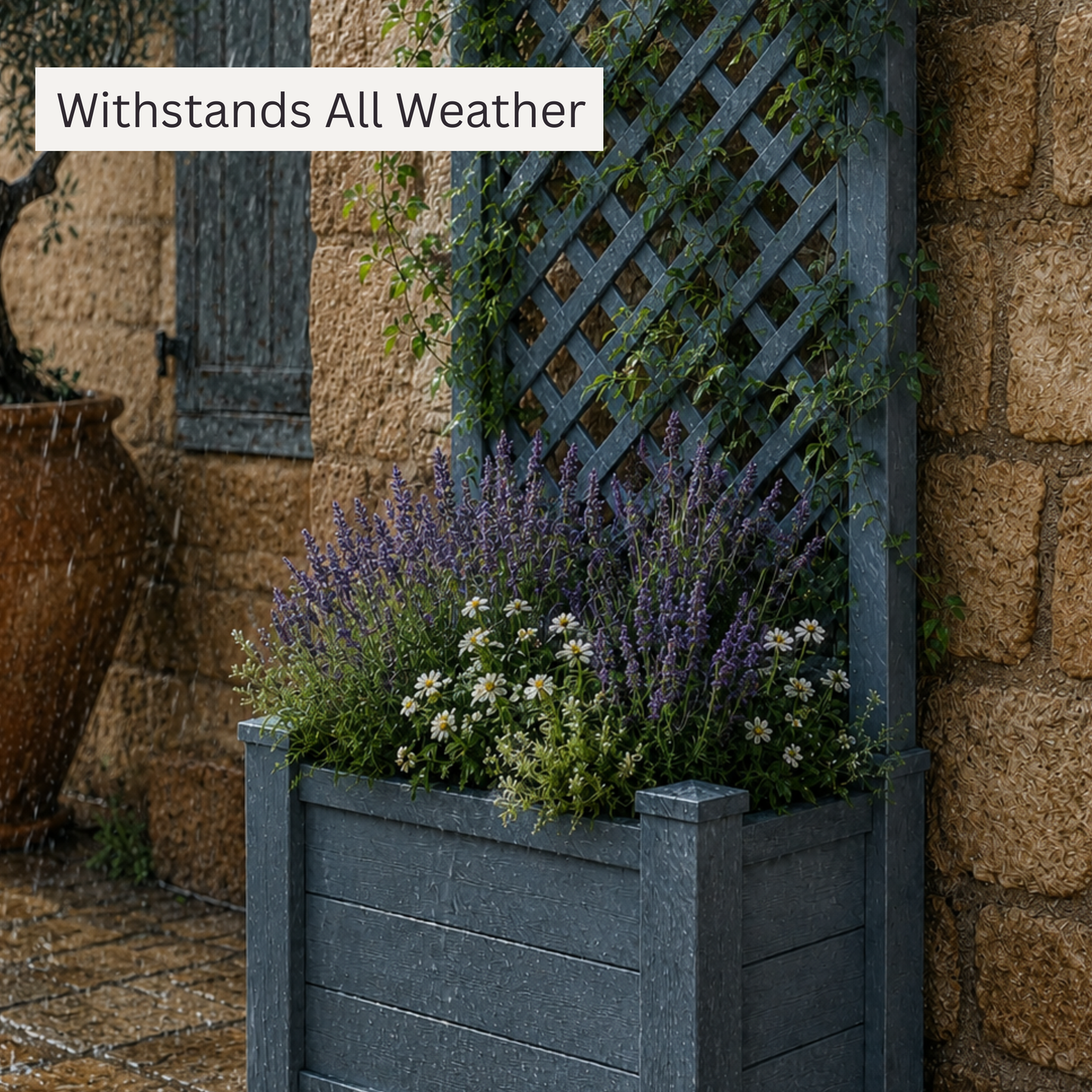 Winawood Blenheim Raised Rectangular Planter with Trellis