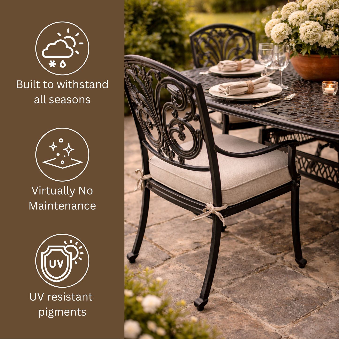 Cast Aluminium 6 Seater Oval Dining Set