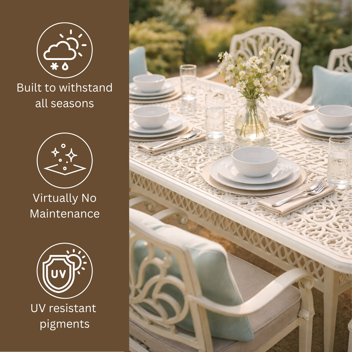 Cast Aluminium 6 Seater Oval Dining Set