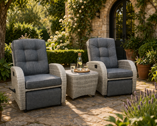 Bellevue Rocking & Reclining Set - Light Grey/Charcoal