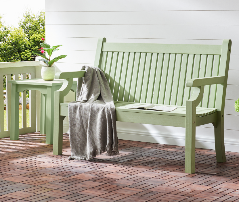 Winawood Sandwick 2 Seater Wood Effect Bench Green Maison Garden