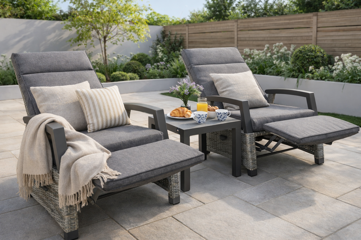 Camilla Reclining Bistro Set - Charcoal / Grey