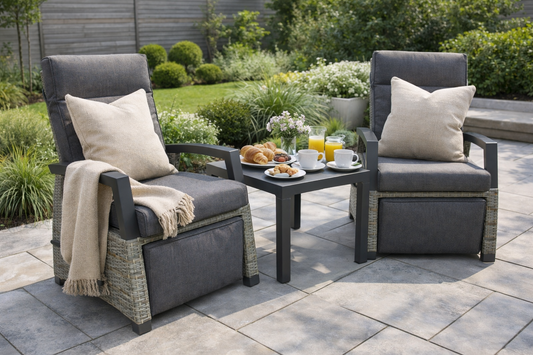 Camilla Reclining Bistro Set - Charcoal / Grey