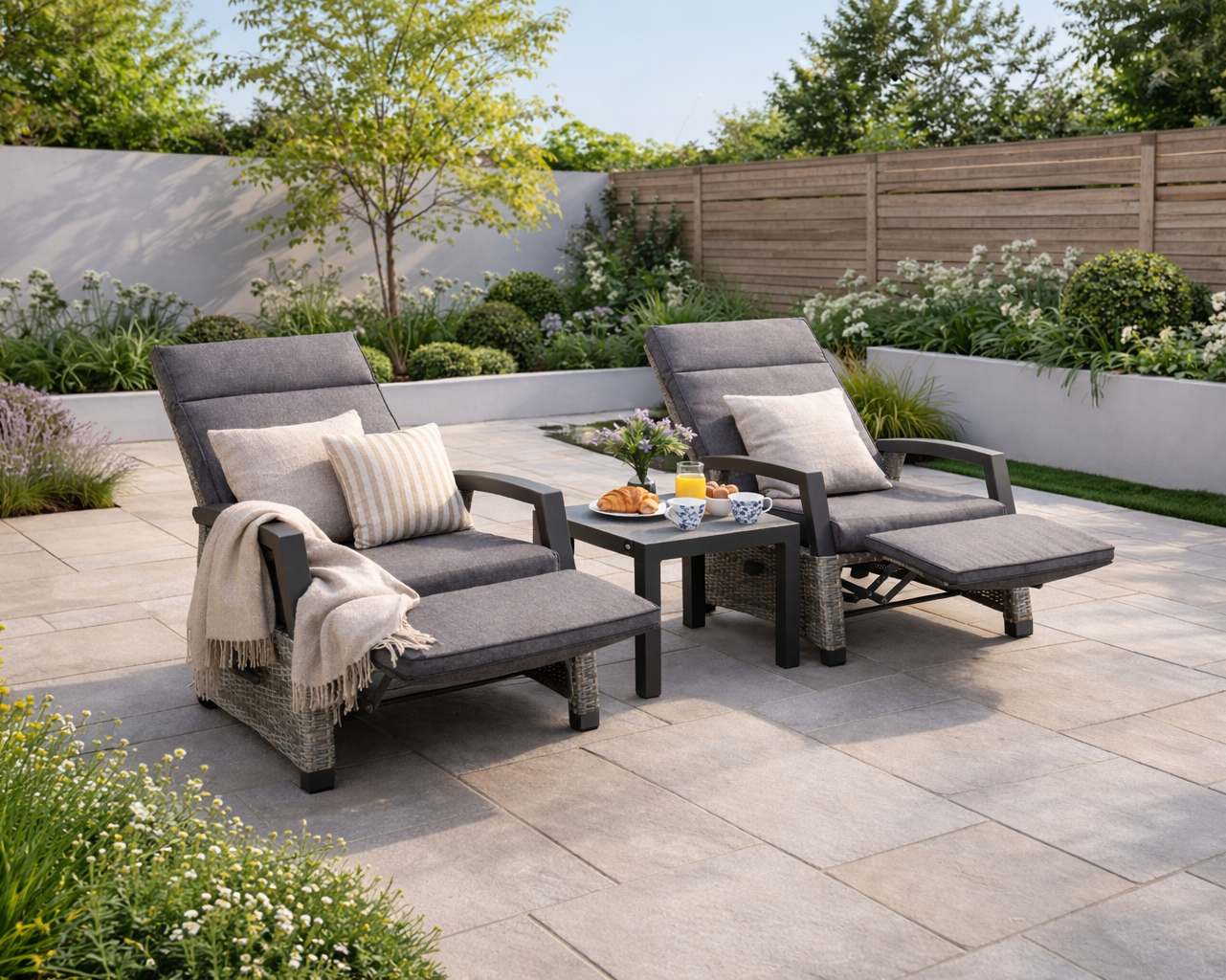 Camilla Reclining Bistro Set - Charcoal / Grey