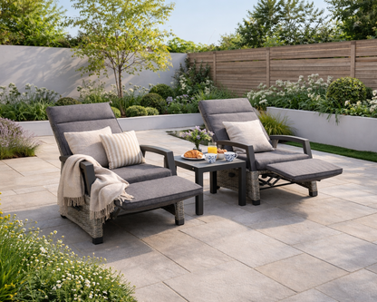 Camilla Reclining Bistro Set - Charcoal / Grey