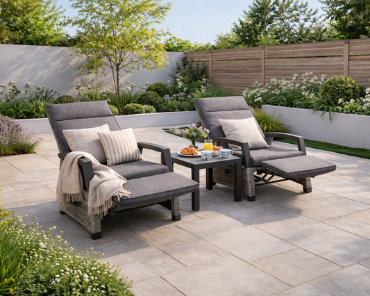 Camilla Reclining Bistro Set - Charcoal / Grey