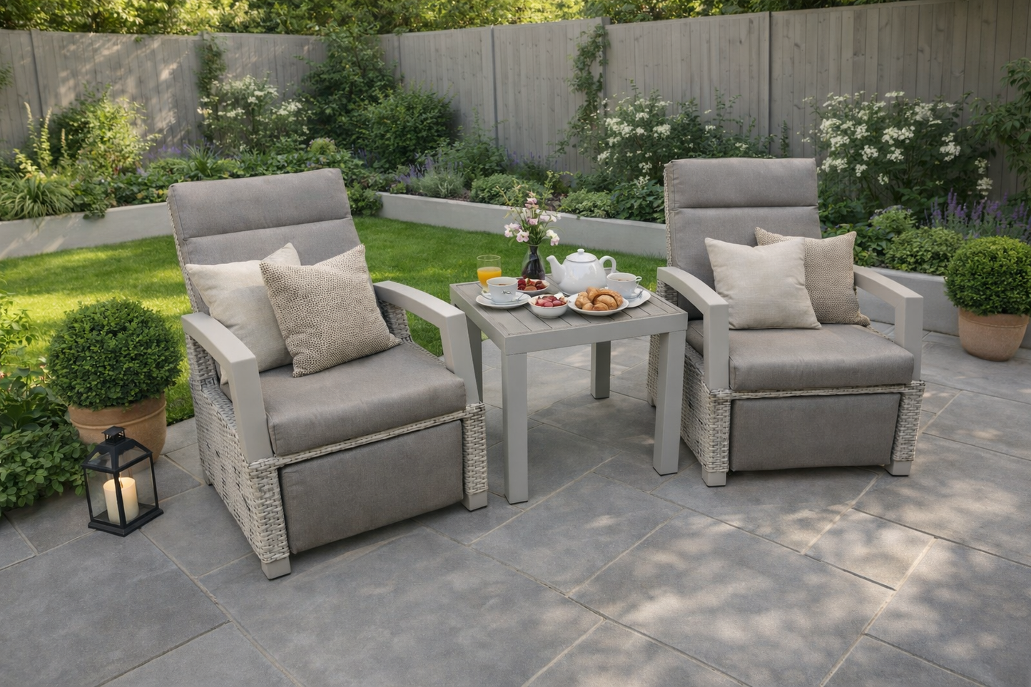 Camilla Reclining Bistro Set - Natural / Cappuccino