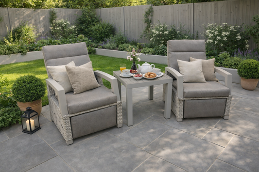 Camilla Reclining Bistro Set - Natural / Cappuccino