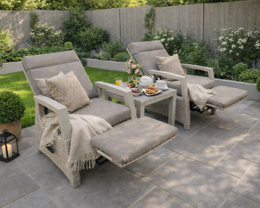 Camilla Reclining Bistro Set - Natural / Cappuccino