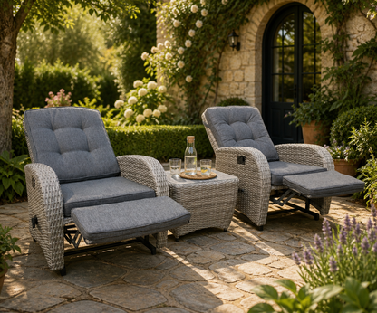 Bellevue Rocking & Reclining Set - Light Grey/Charcoal