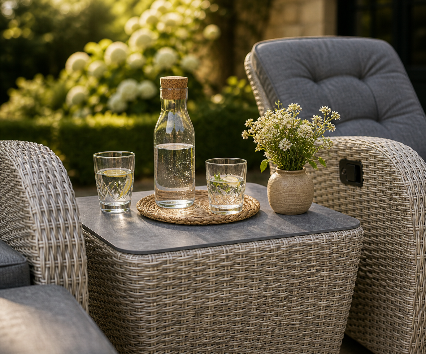 Bellevue Rocking & Reclining Set - Light Grey/Charcoal