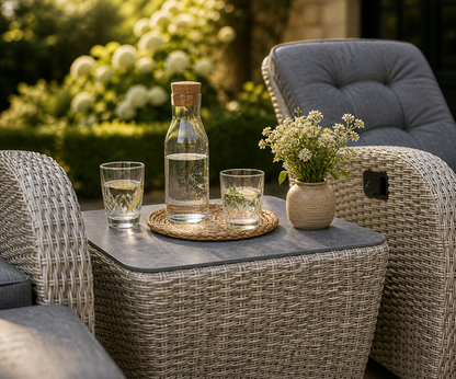 Bellevue Rocking & Reclining Set - Light Grey/Charcoal