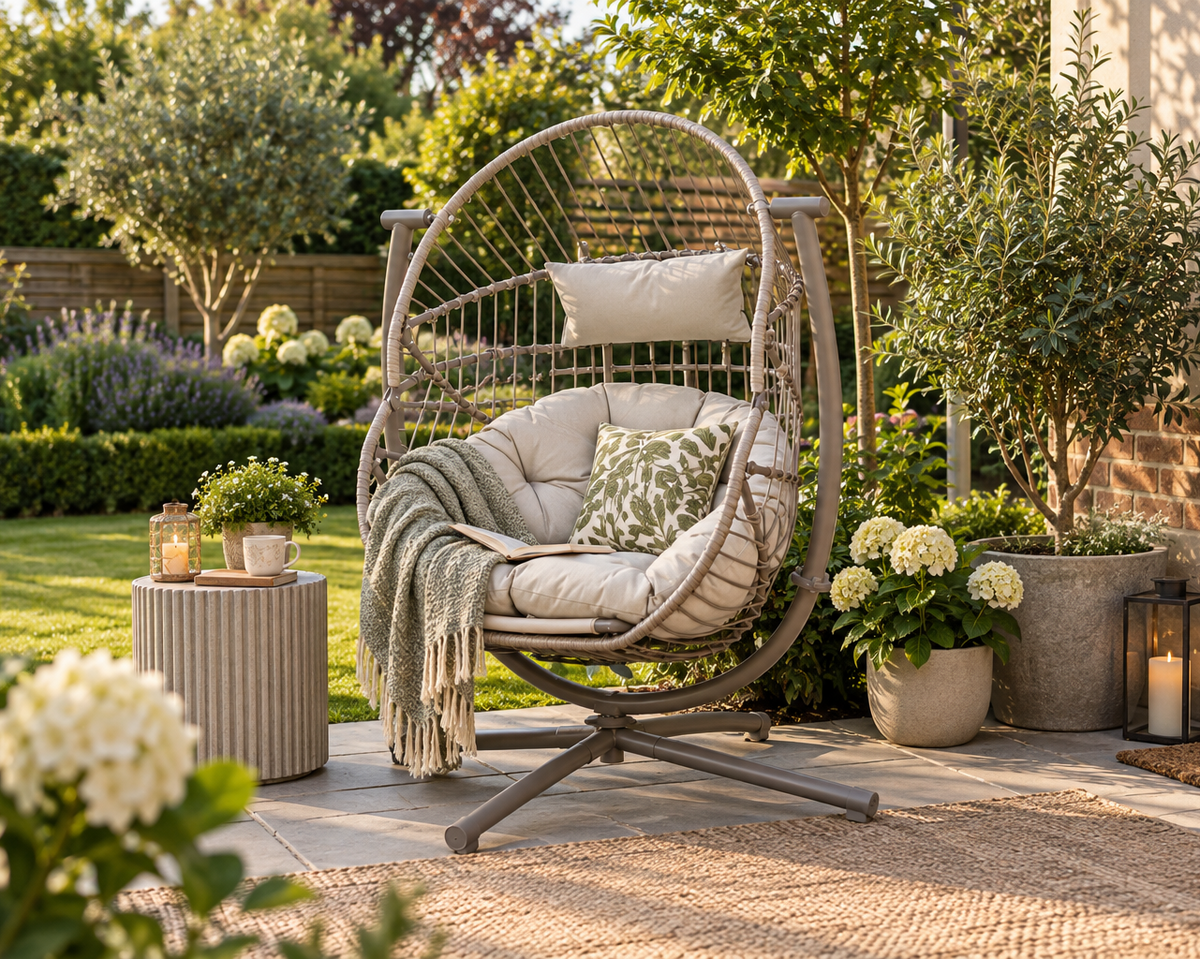 Orbit 360° Swivel & Rocking Garden Egg Chair - Natural