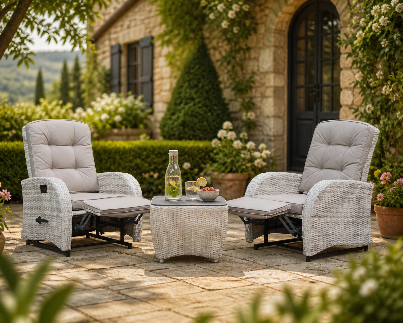 Bellevue Rocking & Reclining Set - Natural/Cappuccino