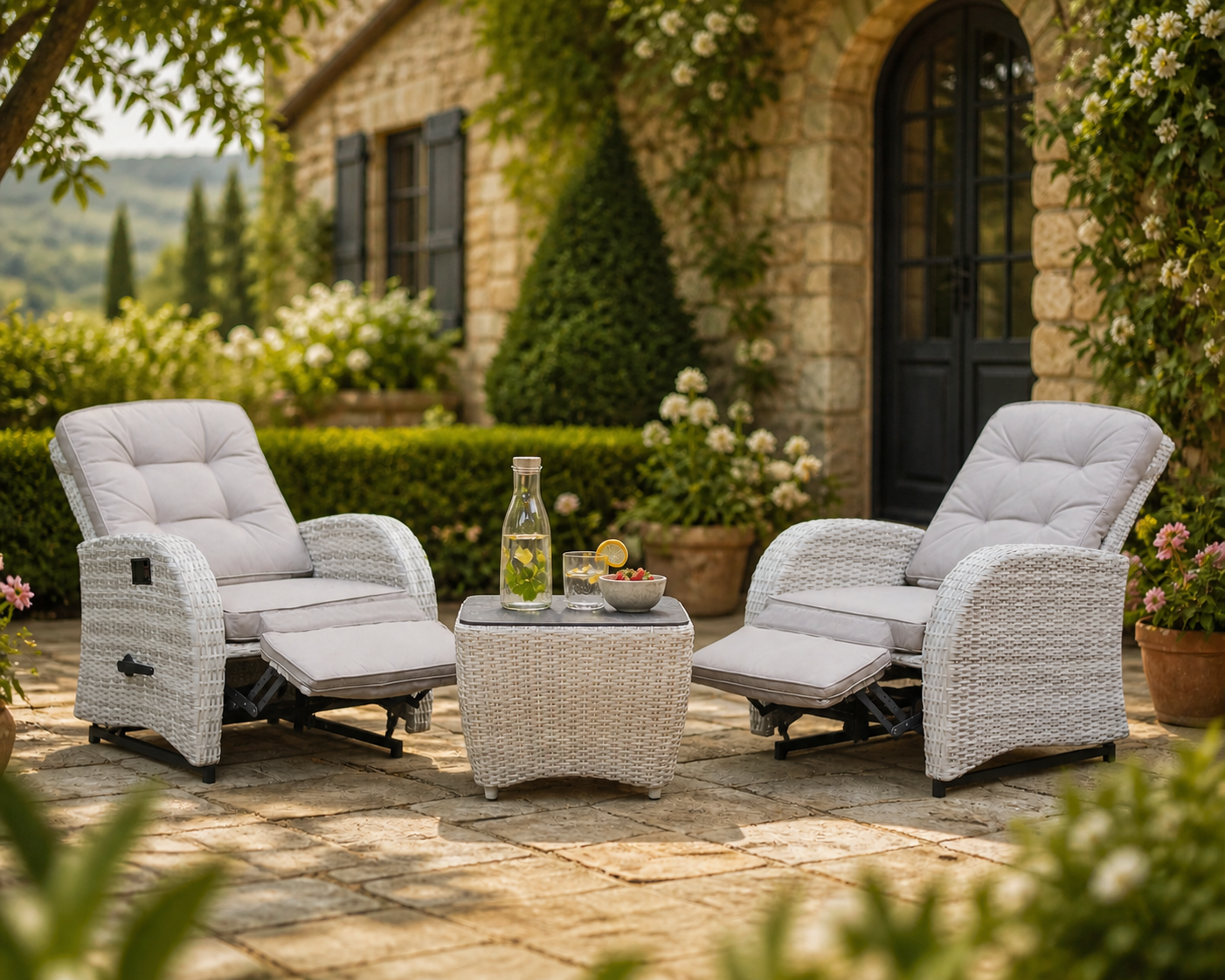 Bellevue Rocking & Reclining Set - Natural/Cappuccino