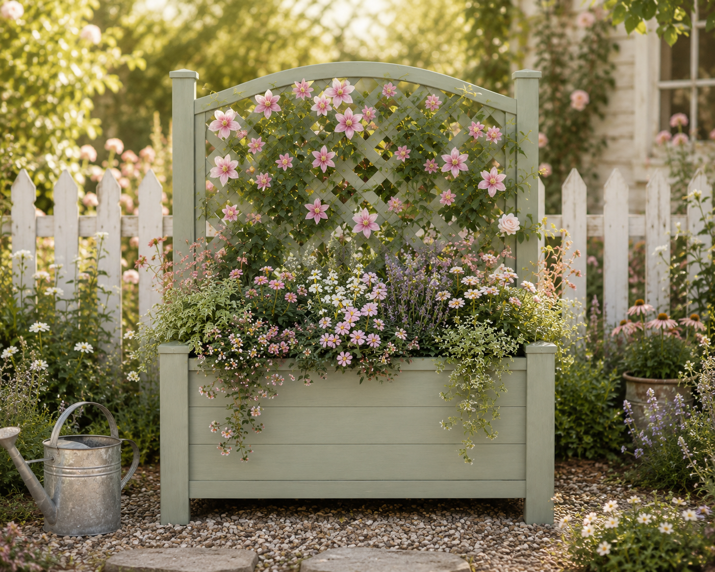 Winawood Blenheim Raised Large Rectangular Planter With Trellis
