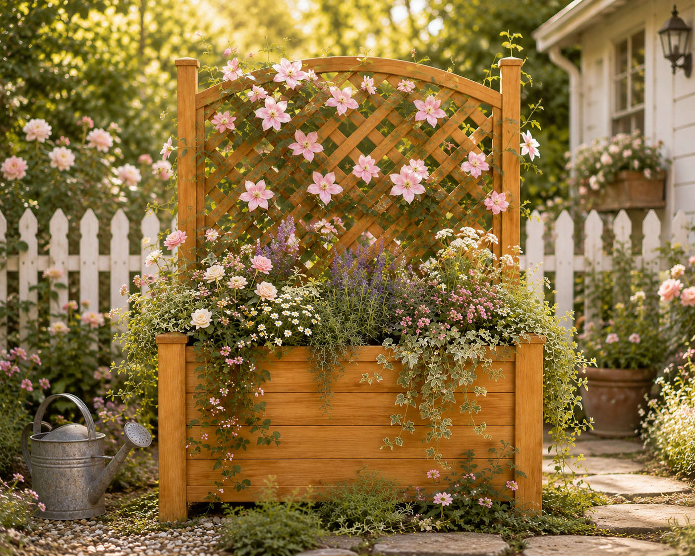 Winawood Blenheim Raised Large Rectangular Planter With Trellis