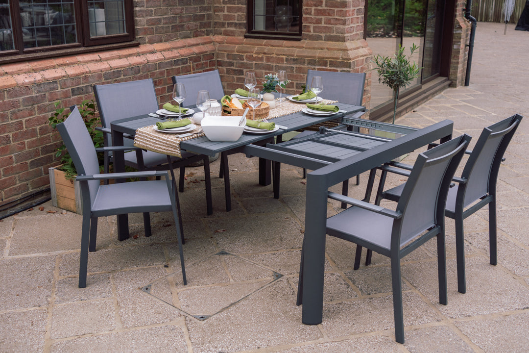 Capri Extending Butterfly Dining Set - Light Grey