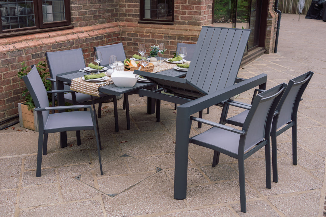 Capri Extending Butterfly Dining Set - Light Grey