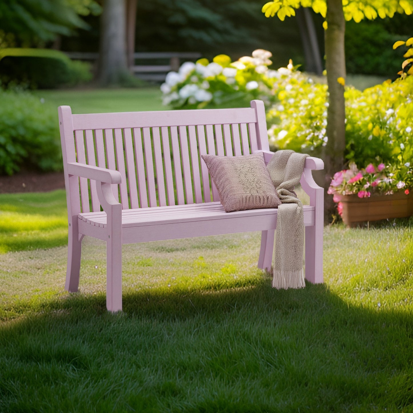 Winawood Sandwick 2 Seater Wood Effect Bench - Petal Lilac