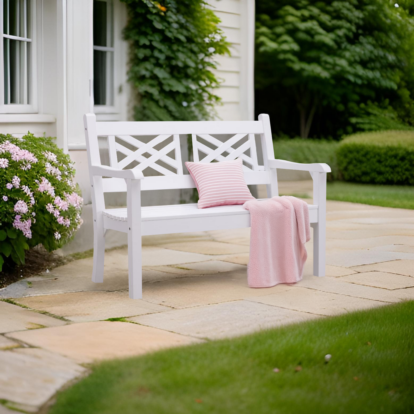 Winawood Speyside 2 Seater Wood Effect Bench - Nordic White