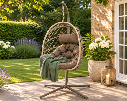 Christina Single Folding Hanging Chair - Natural/Cappuccino