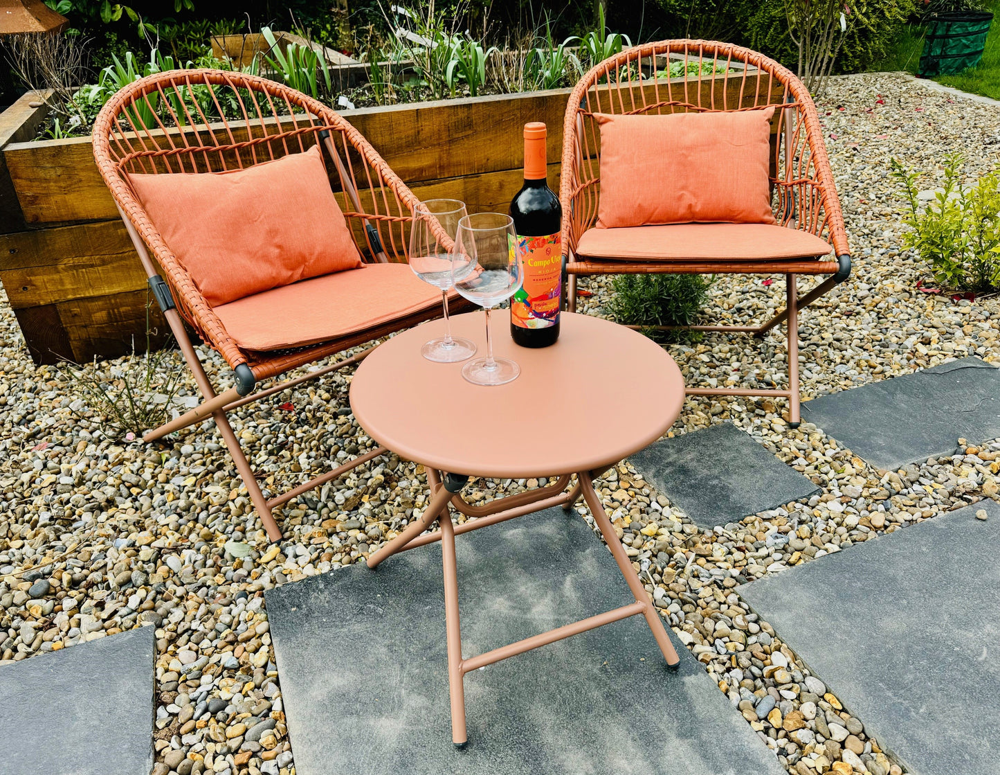Holly Folding Bistro Set with bespoke carrybag - Folding chairs and folding table - Terracotta