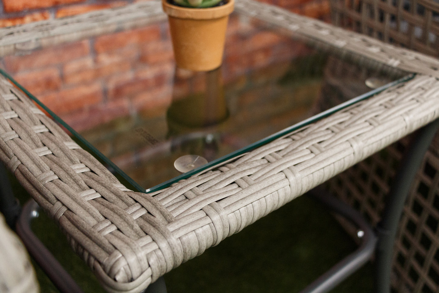 Rattan Companion Bistro Set -  Table and Two Chairs with Footrests