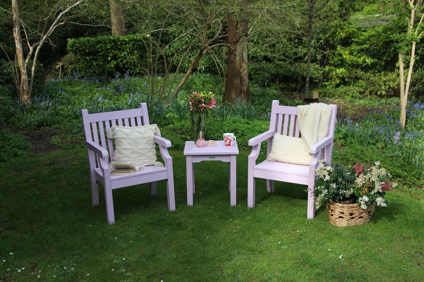 Winawood Wood Effect Side Table - L49.3cm x D49.3cm x H53cm - Petal Lilac