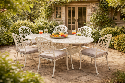 Cast Aluminium 6 Seater Oval Dining Set