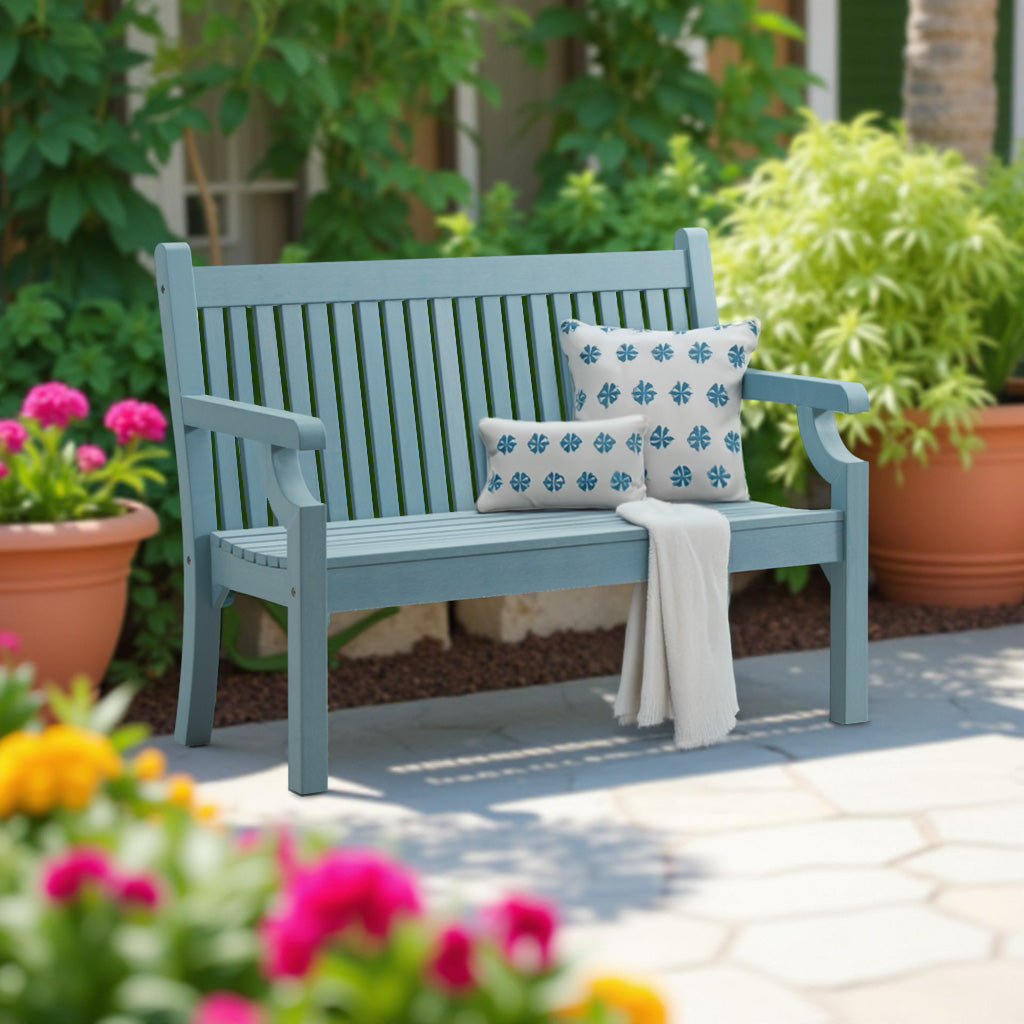 Winawood Sandwick 2 Seater Wood Effect Bench - Powder Blue